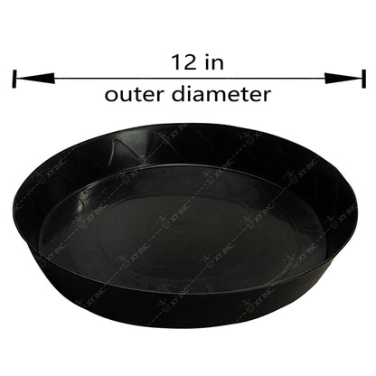 XY Inc. Heavy Duty Round Black Plastic Plant Saucer (12 in.)