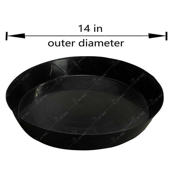 XY Inc. Heavy Duty Round Black Plastic Plant Saucer (14 in.)